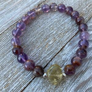 Super Seven and citrine gemstone bracelet